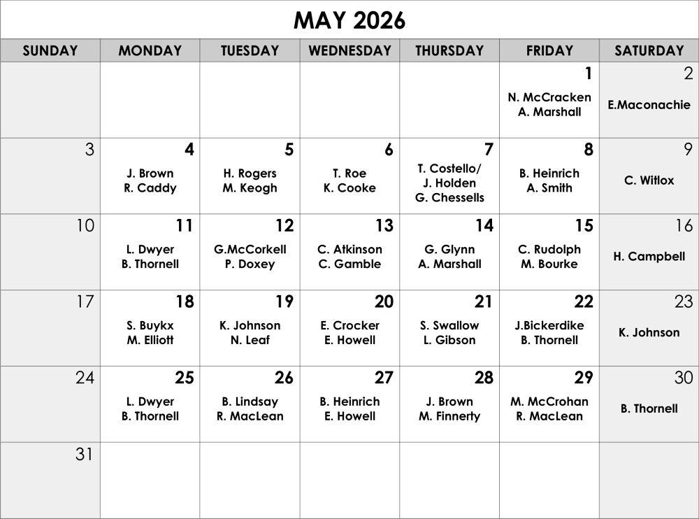 May roster